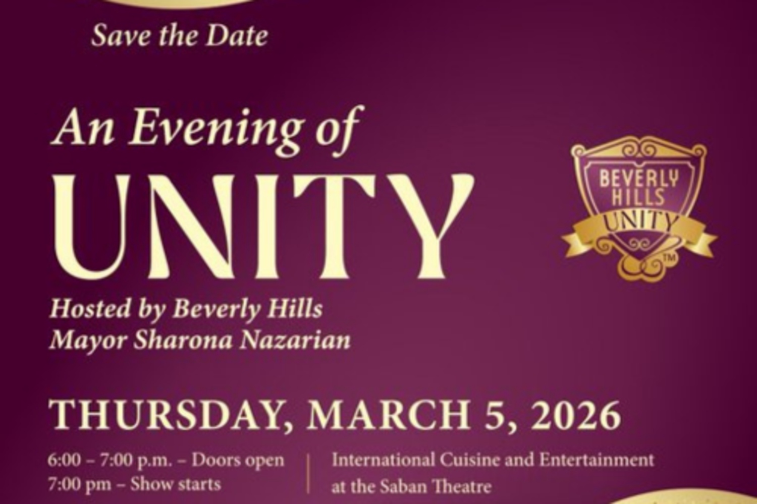 An Evening of Unity Hosted by Beverly Hills Mayor Sharona Nazarian