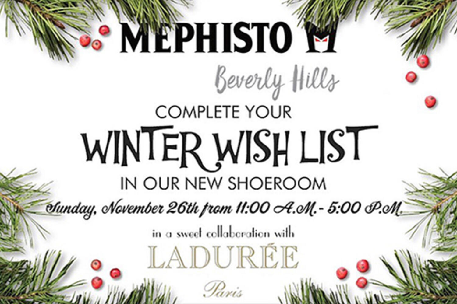 Winter Wish List shopping event at Mephisto Beverly Hills