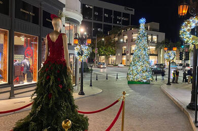 Rodeo Drive in Beverly Hills at night.