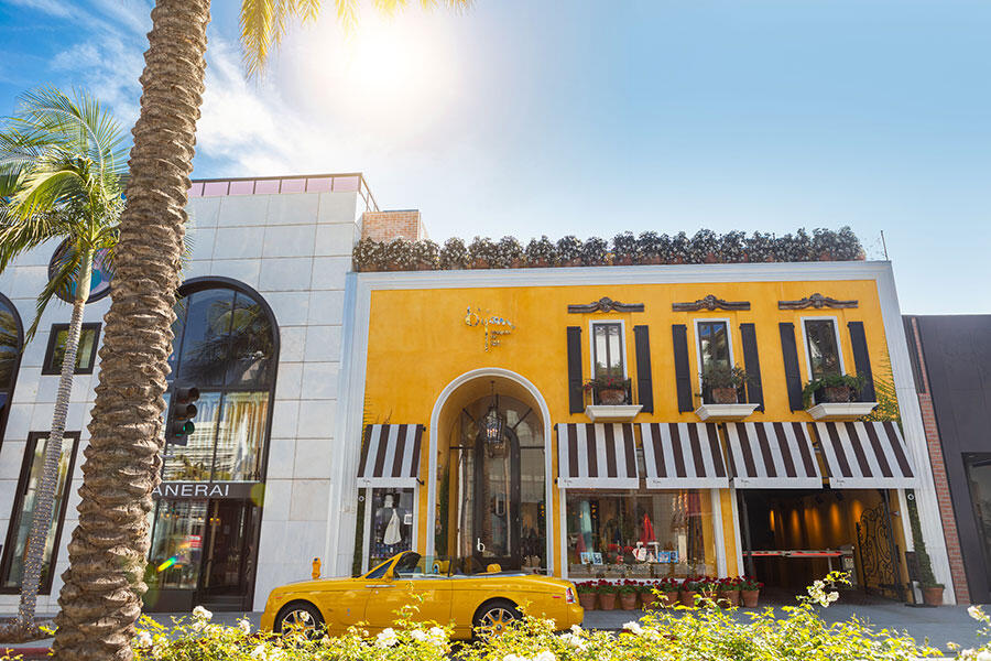 Night shot of The London Shop, 303 North Rodeo Drive, Beverly